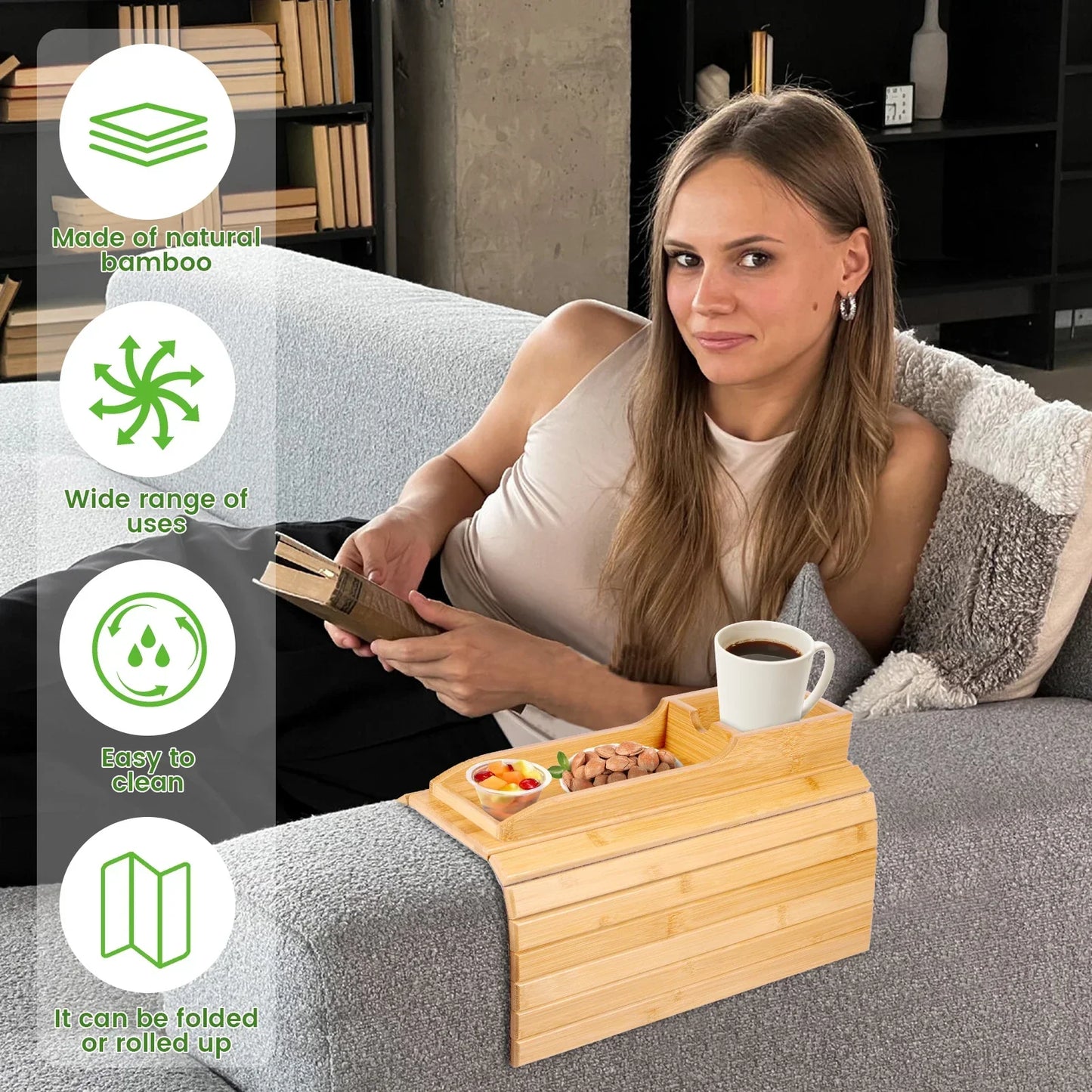 Foldable Couch Tray for Drinks and Snacks