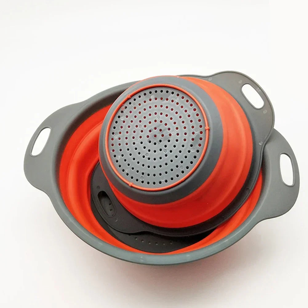 Silicone Folding Drain Basket - Collapsible Fruit & Vegetable Washing Basket