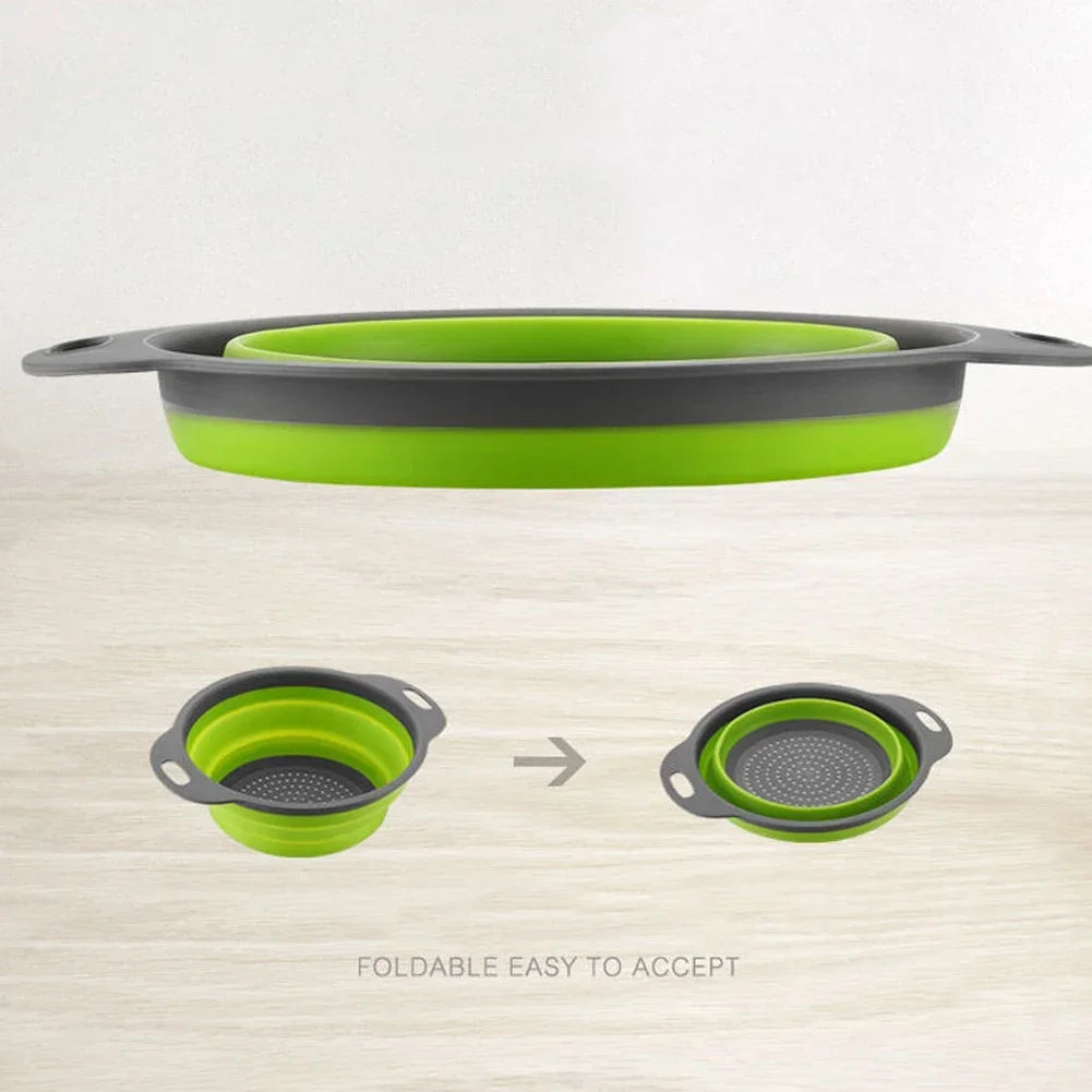 Silicone Folding Drain Basket - Collapsible Fruit & Vegetable Washing Basket