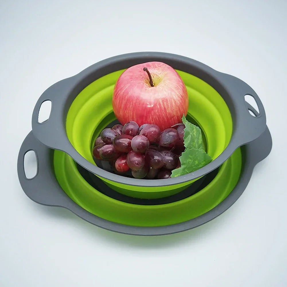 Silicone Folding Drain Basket - Collapsible Fruit & Vegetable Washing Basket