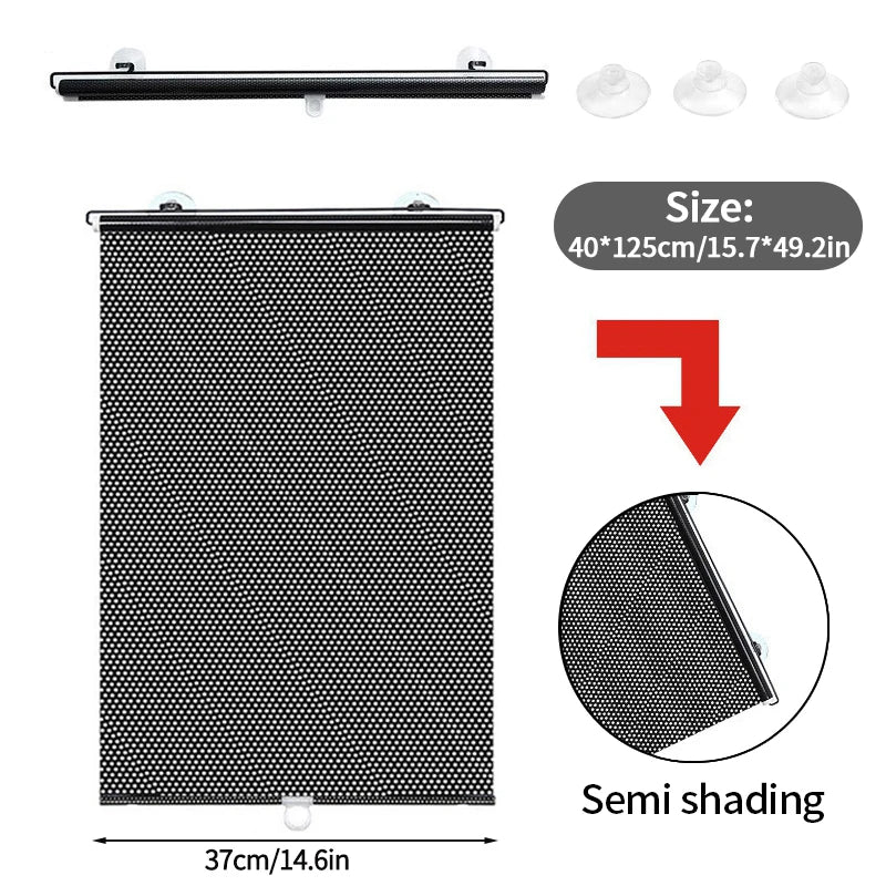 Retractable Sunshade Roller Curtain with Suction Cups