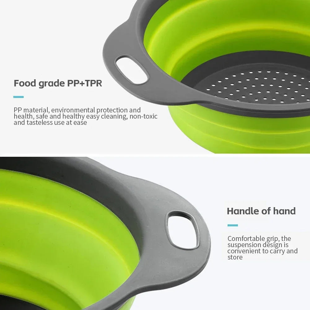 Silicone Folding Drain Basket - Collapsible Fruit & Vegetable Washing Basket