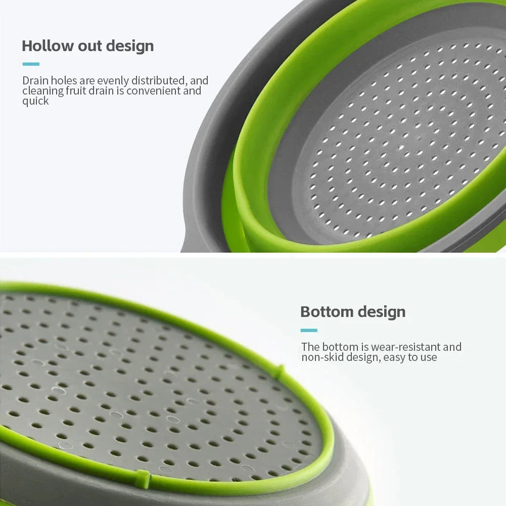 Silicone Folding Drain Basket - Collapsible Fruit & Vegetable Washing Basket