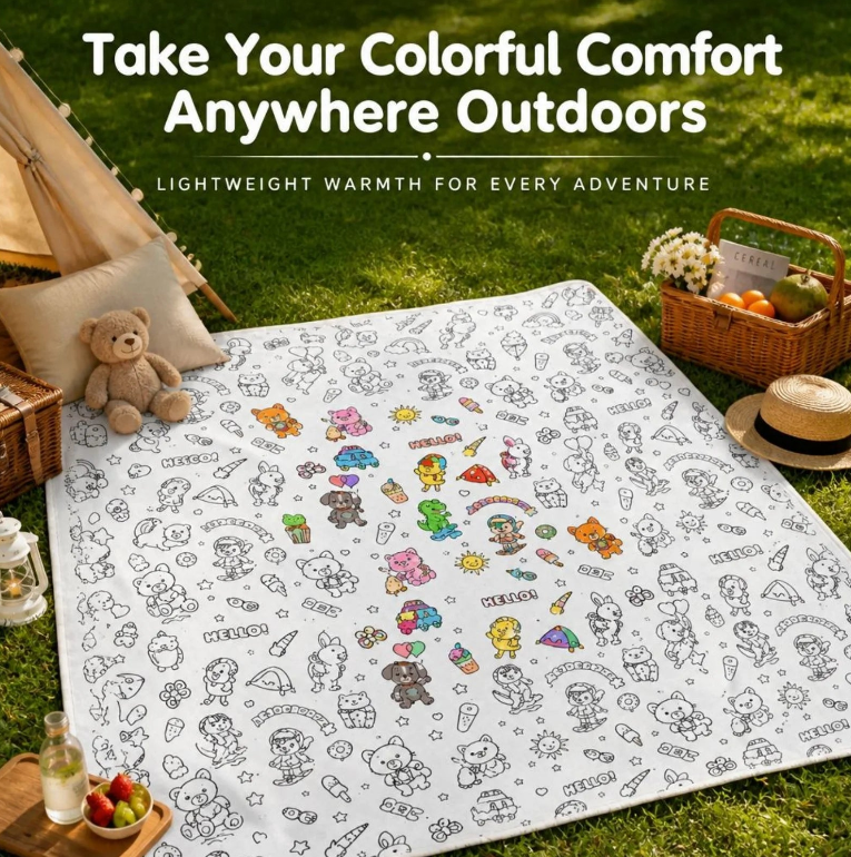 ColorCozy - DIY Color Your Own Fuzzy Blanket with 24 Markers