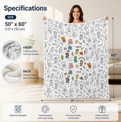 ColorCozy - DIY Color Your Own Fuzzy Blanket with 24 Markers