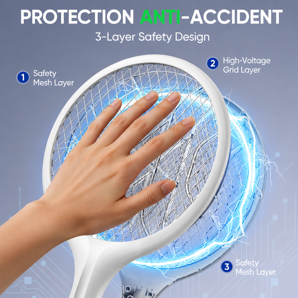 Rechargeable Electric Bug Zapper Racket