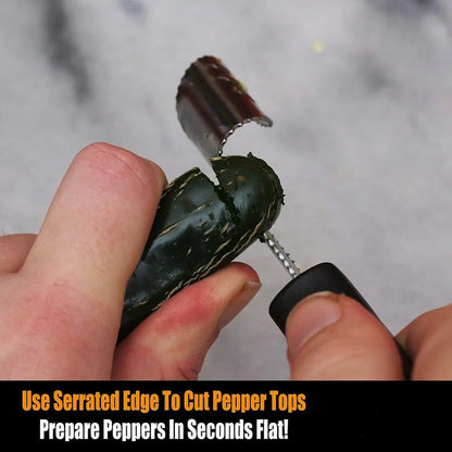 CorePro Stainless Steel Jalapeno Corer | Serrated Pepper & Vegetable Core Remover Tool