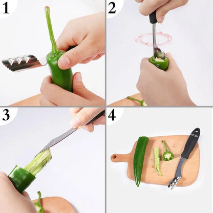 CorePro Stainless Steel Jalapeno Corer | Serrated Pepper & Vegetable Core Remover Tool