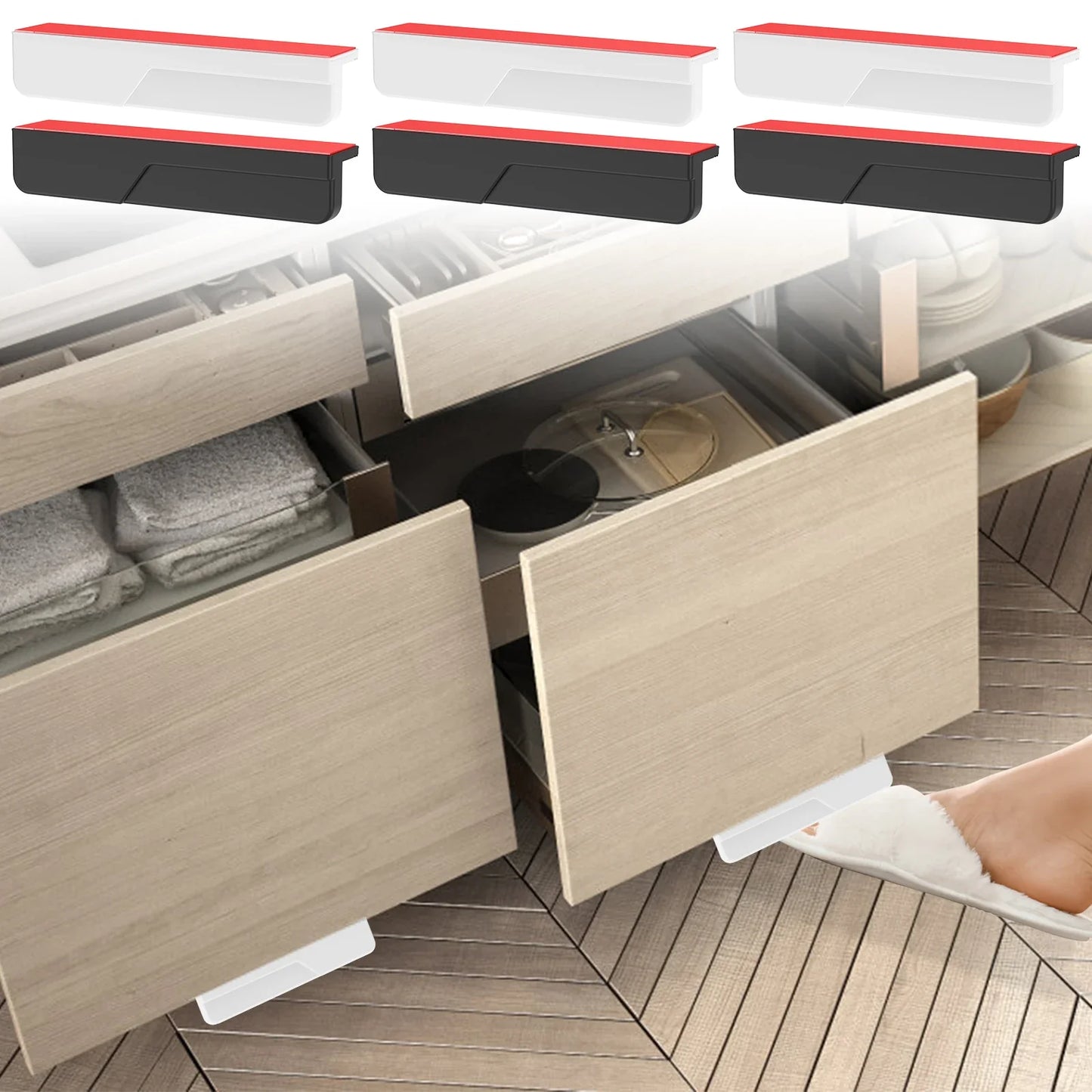 StepPull Hands-Free Cabinet Foot Handle | Stick-On Drawer Opener for Kitchen & Trash Cabinets