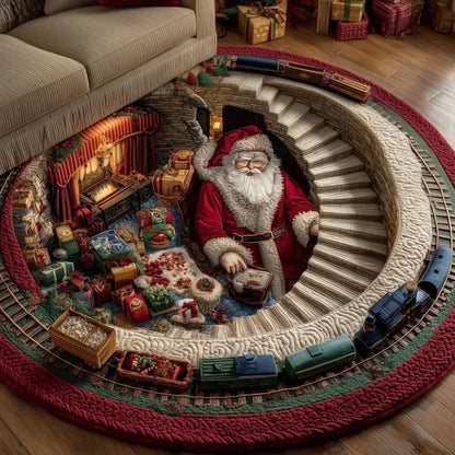 Vintage Santa Christmas Round Rug 🎅🎄
