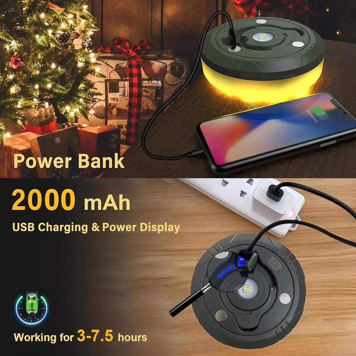 🏕️ CampGlow – 4-in-1 Rechargeable Camping Light & LED String Light
