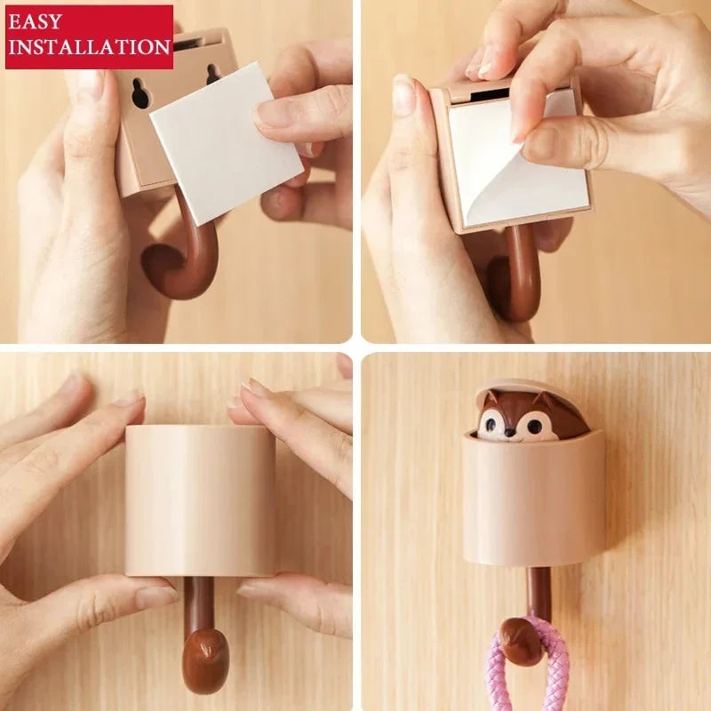 Cute Squirrel Surprise Wall Hook (2pcs)