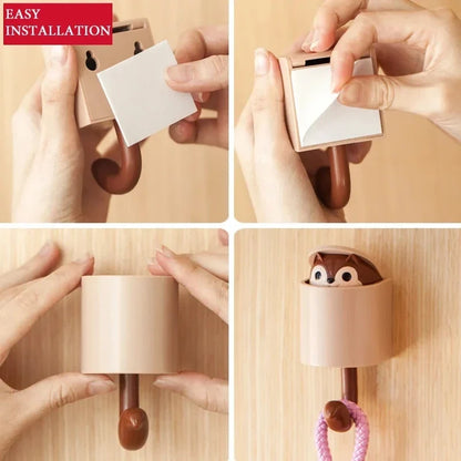 Cute Squirrel Surprise Wall Hook (2pcs)