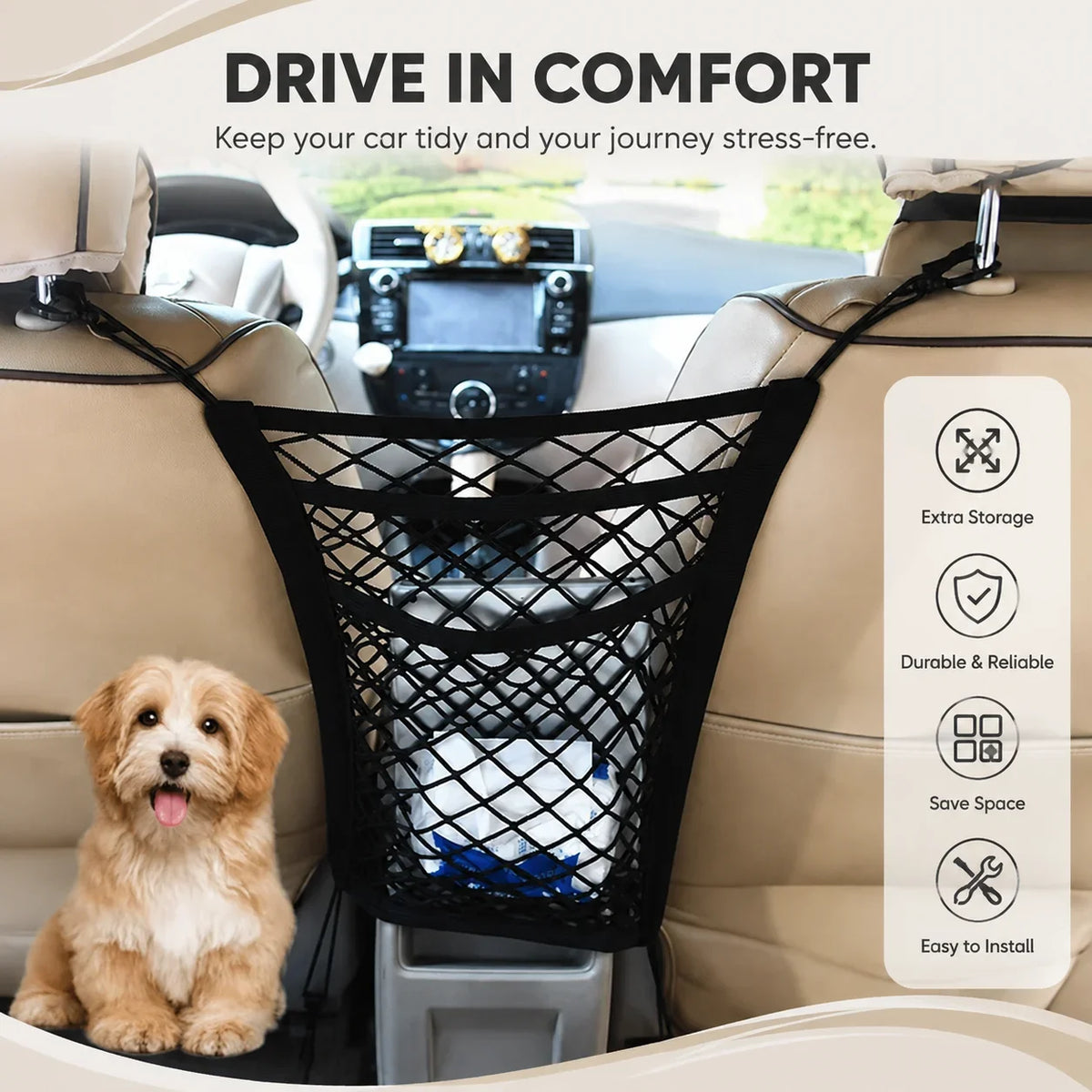 Universal Car Seat Gap Storage Net