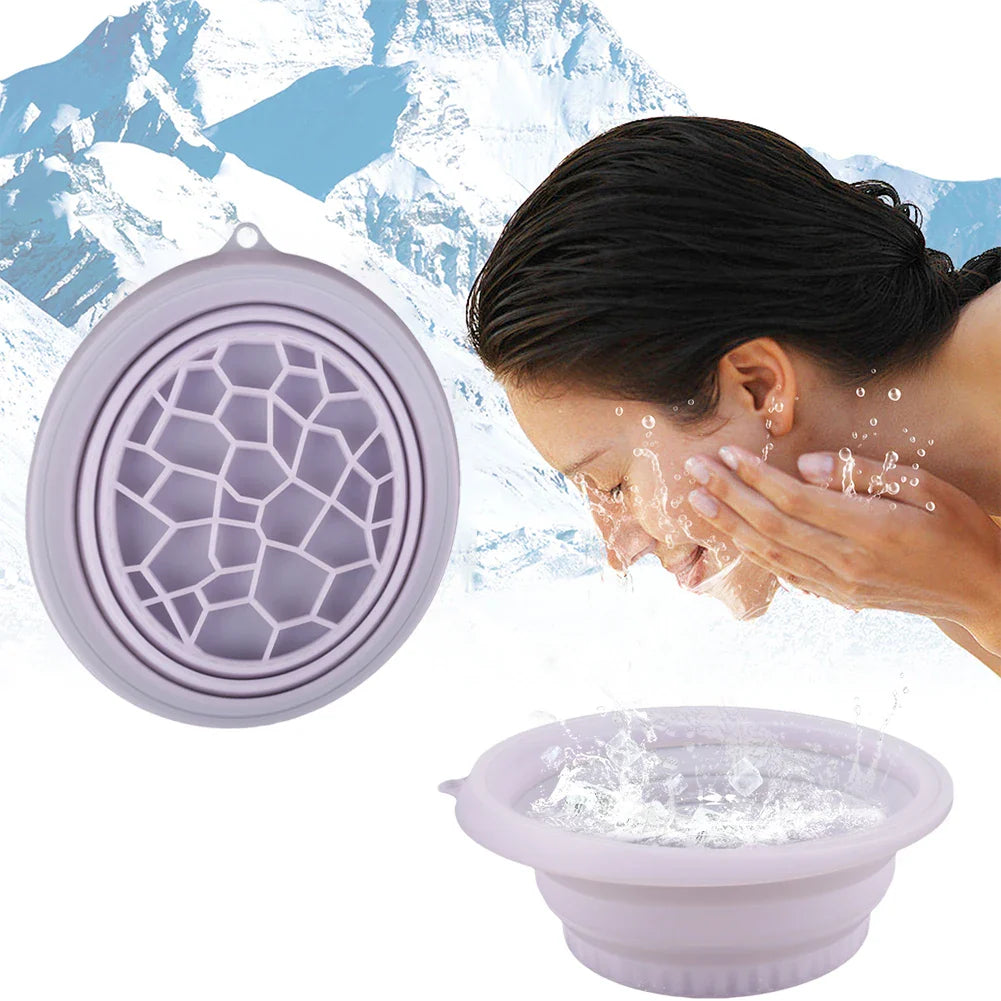 IceGlow Pro Silicone Ice Facial Bowl | Foldable Cold Therapy Face Bath with Built-In Ice Tray