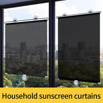 Retractable Sunshade Roller Curtain with Suction Cups