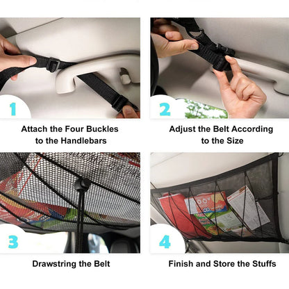 Car Ceiling Storage Net – Double-Layer Roof Organiser