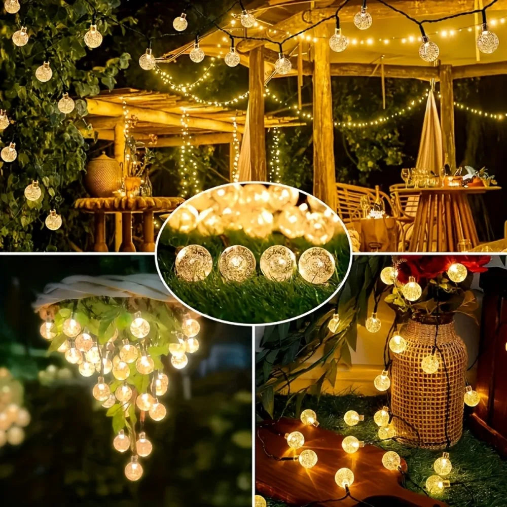 Solar Crystal Light String – LED Outdoor Decoration