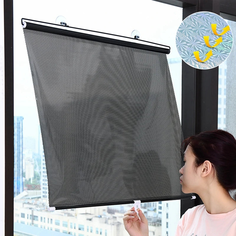 Retractable Sunshade Roller Curtain with Suction Cups