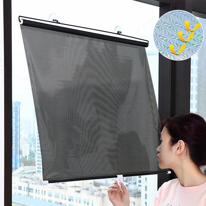 Retractable Sunshade Roller Curtain with Suction Cups