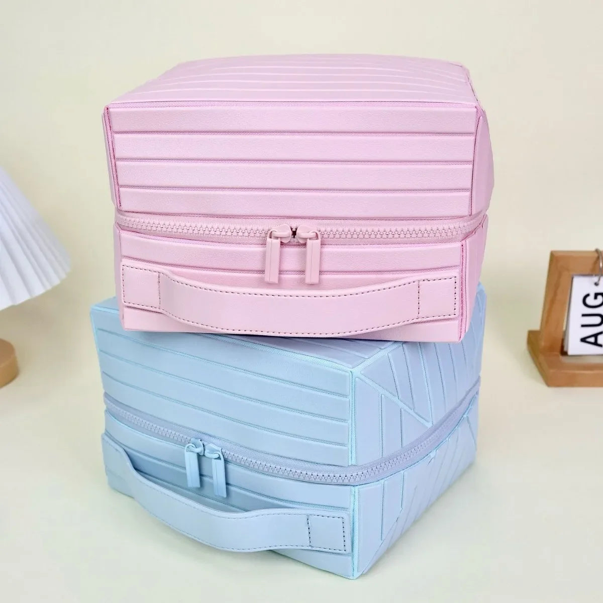 Waterproof Striped Toiletry Bag