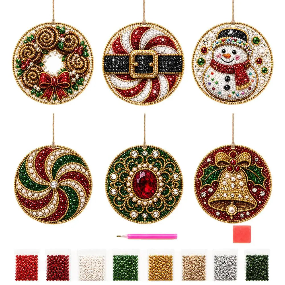 6-Piece Christmas Diamond Painting Ornament Kit
