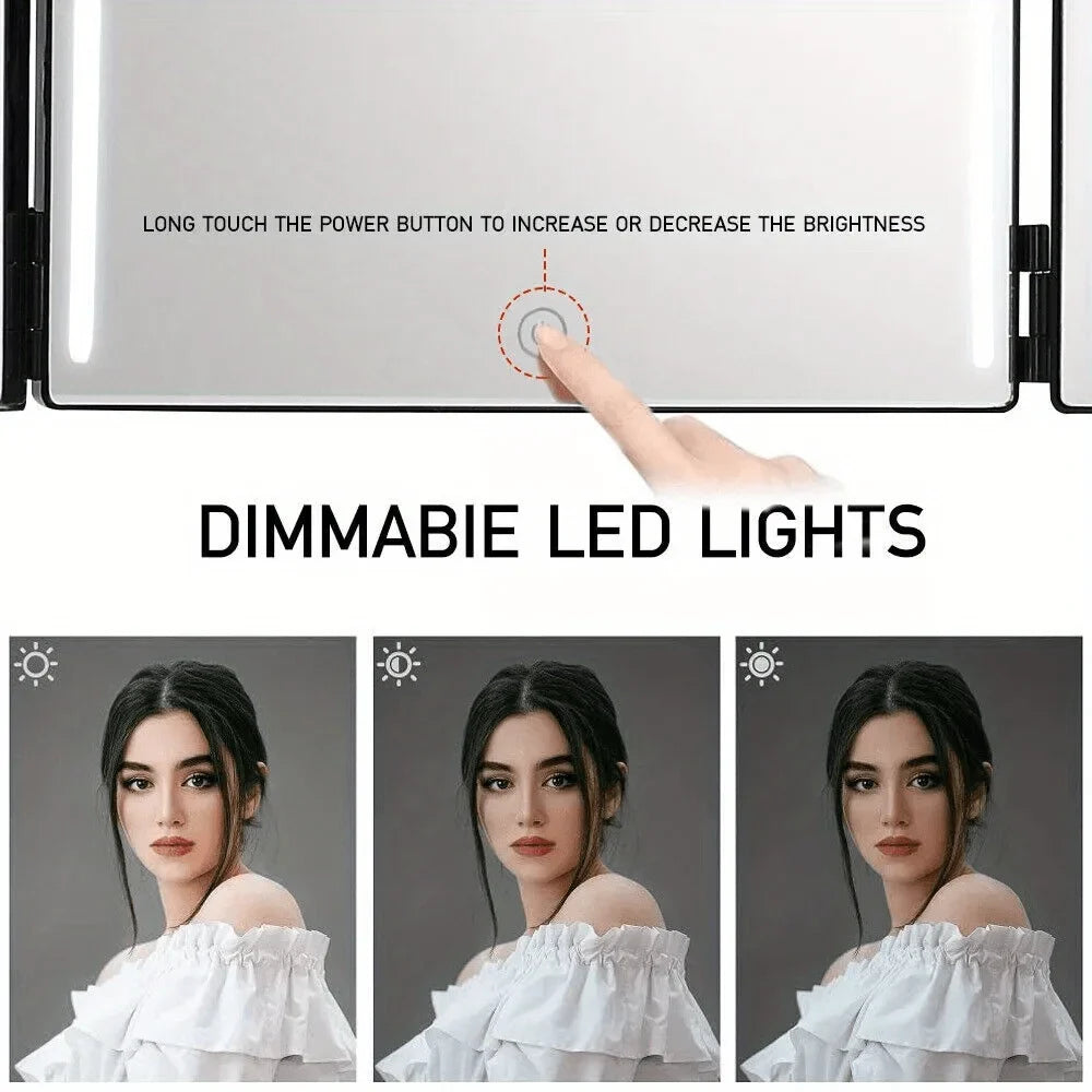 3-Sided LED Folding Mirror