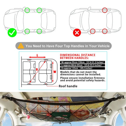 Car Ceiling Storage Net – Double-Layer Roof Organiser