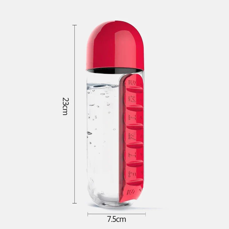 HydraDose 2-in-1 Water Bottle with Weekly Pill Organizer