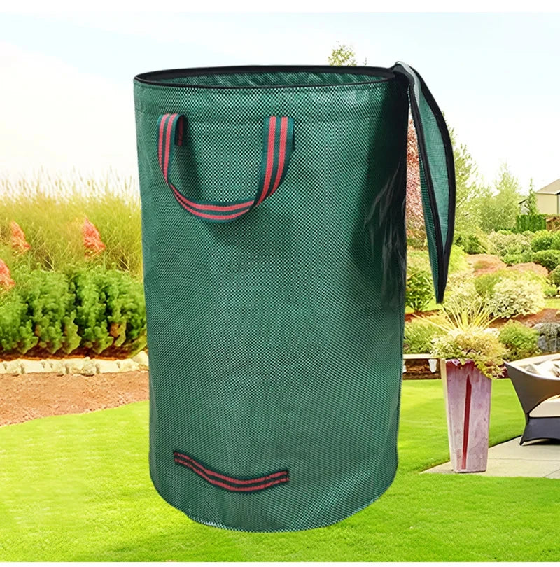 Garden Yard Waste Bag with Lid – Foldable Leaf Collection Storage