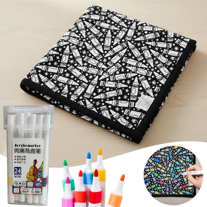 ColorCozy - DIY Color Your Own Fuzzy Blanket with 24 Markers