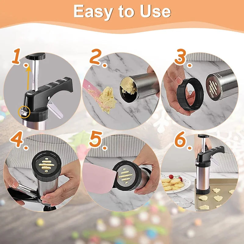 🎄 Christmas Stainless Steel Cookie & Cake Decorating Gun Set