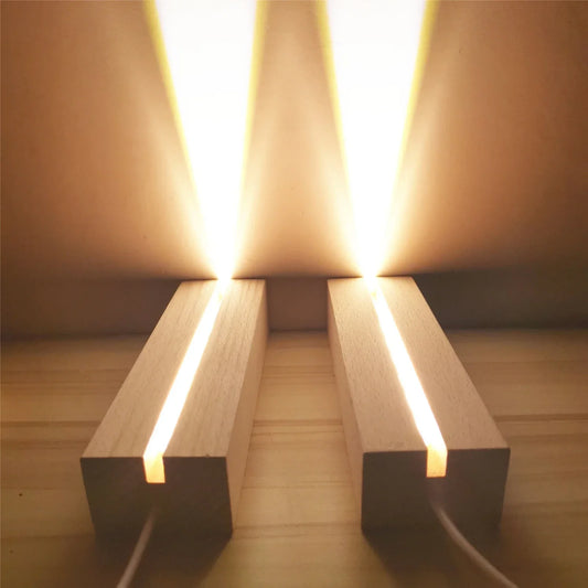 LED Wood Light Display Base – USB Wooden Stand for Crystal & Resin Art