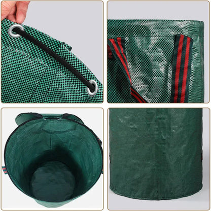 Garden Yard Waste Bag with Lid – Foldable Leaf Collection Storage