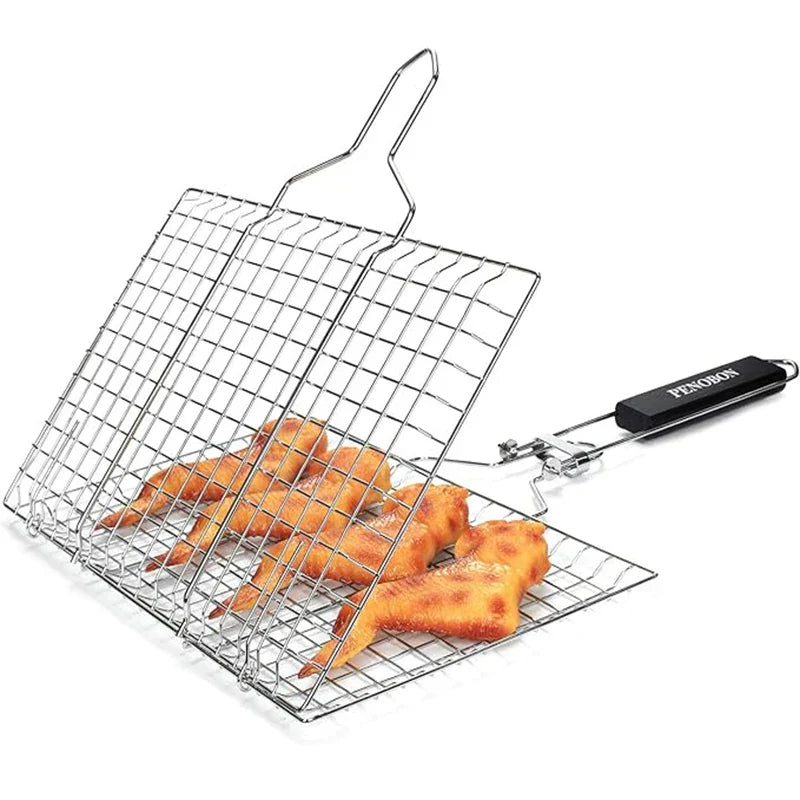 Stainless Steel BBQ Grill Basket with Handle