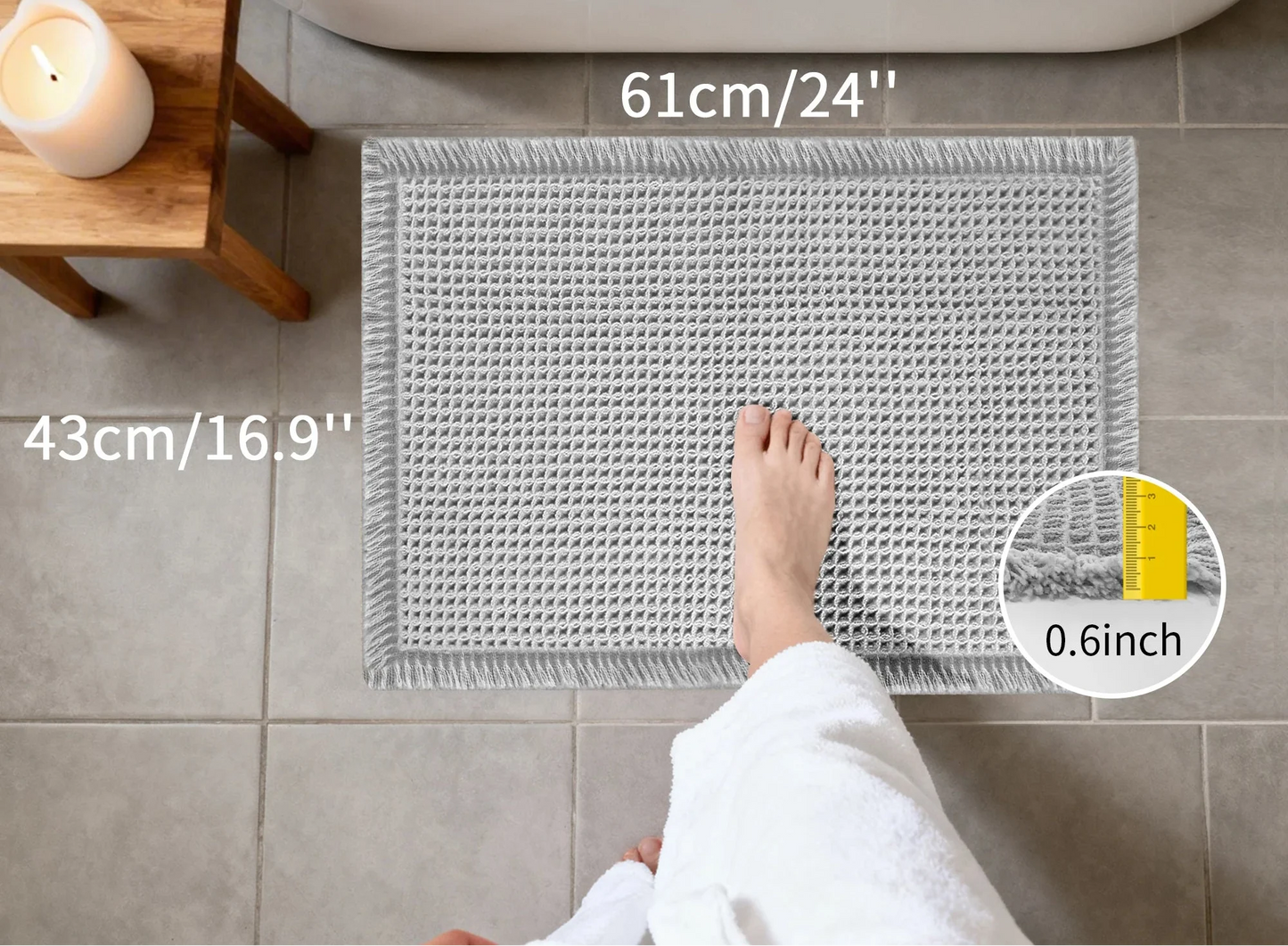 CozyWaffle Soft Absorbent Bathroom Mat
