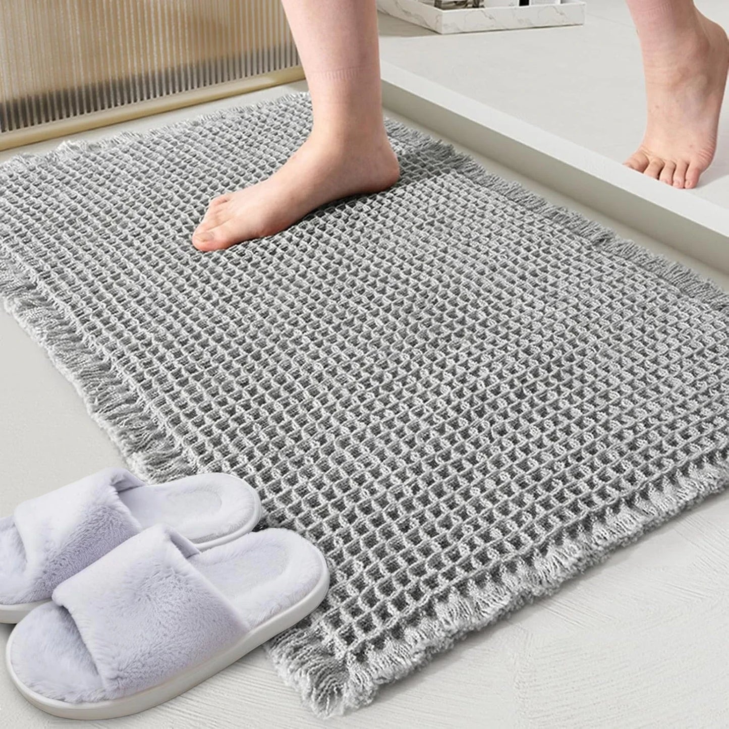 CozyWaffle Soft Absorbent Bathroom Mat