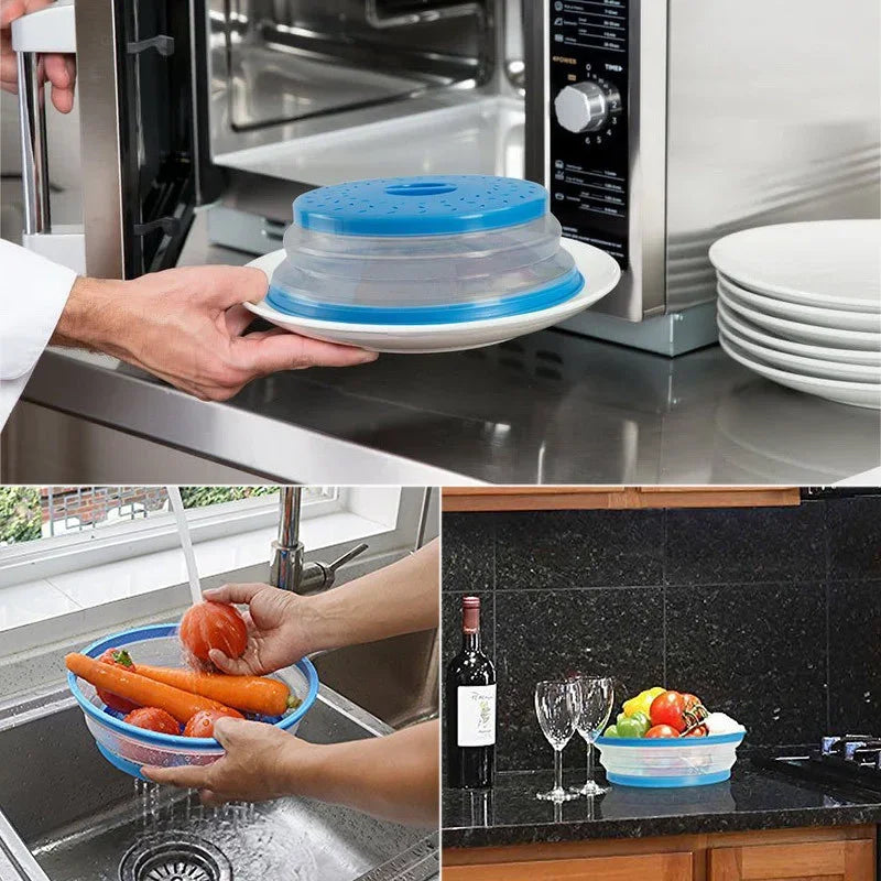 Microwave Splatter Cover - Heating Folding Silicone Lid for Cooking & Fresh Keeping