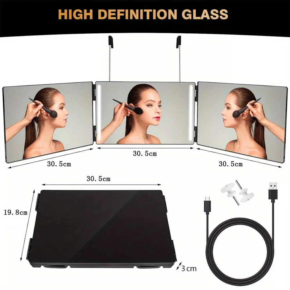 3-Sided LED Folding Mirror