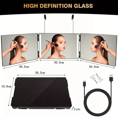 3-Sided LED Folding Mirror