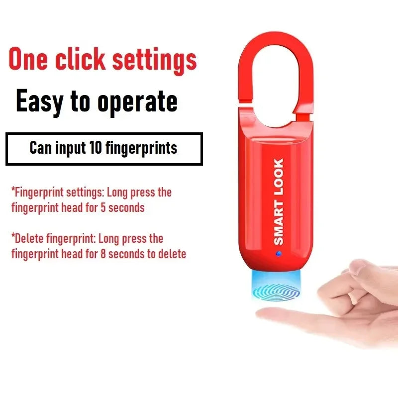 SecureTouch Mini Fingerprint Padlock | Keyless USB Rechargeable Anti-Theft Lock