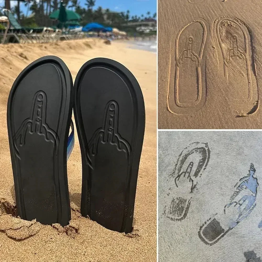 Hidden Middle Finger Funny Flip Flops