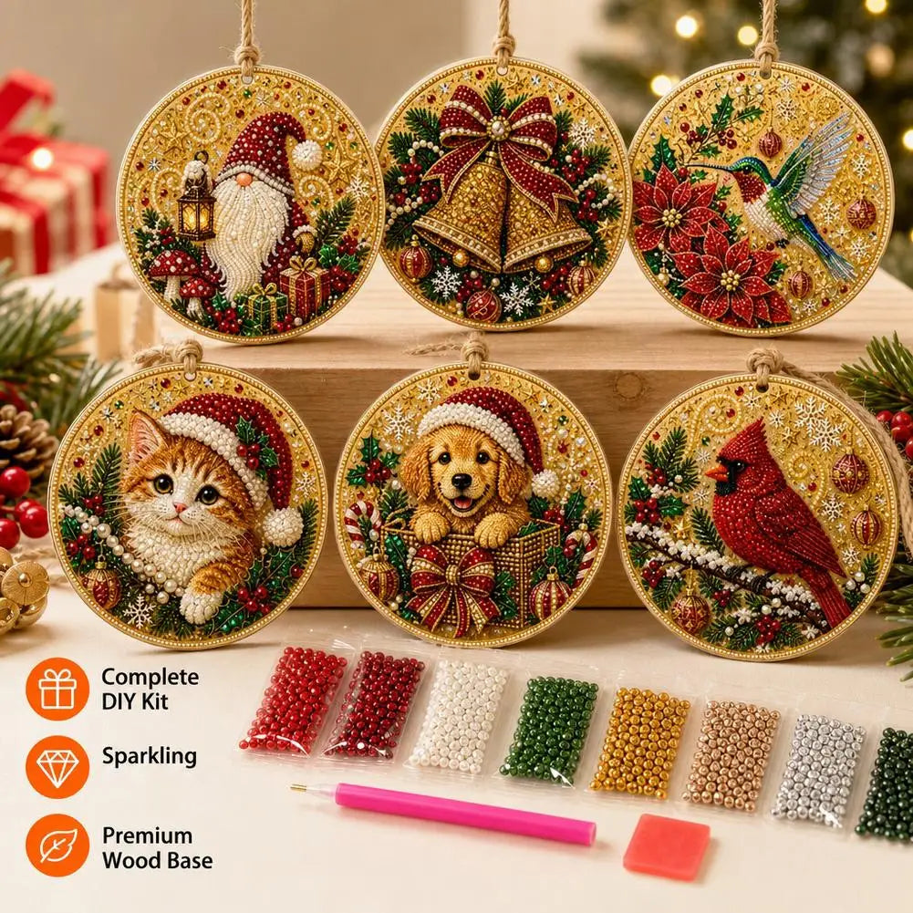 6-Piece Christmas Diamond Painting Ornament Kit