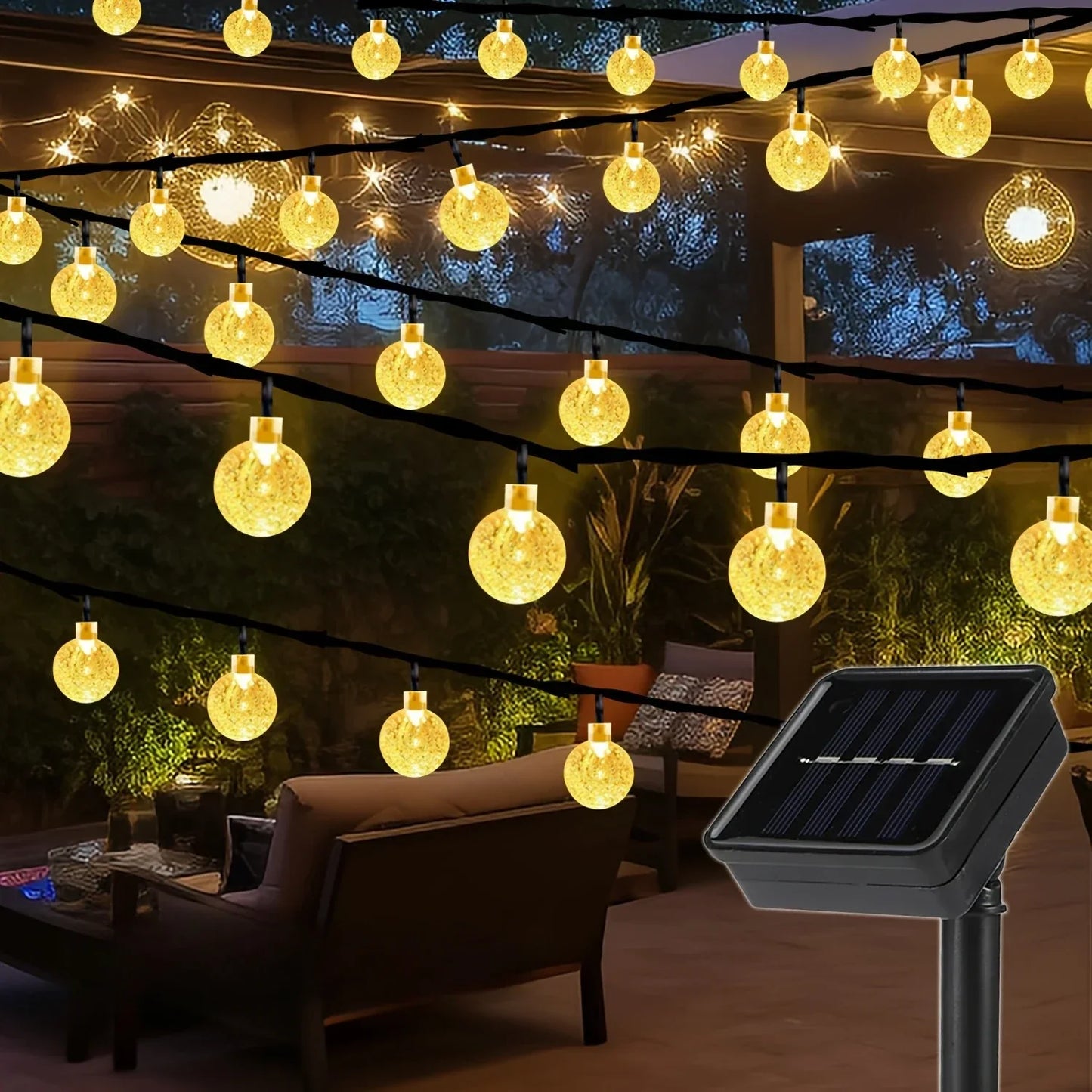 Solar Crystal Light String – LED Outdoor Decoration