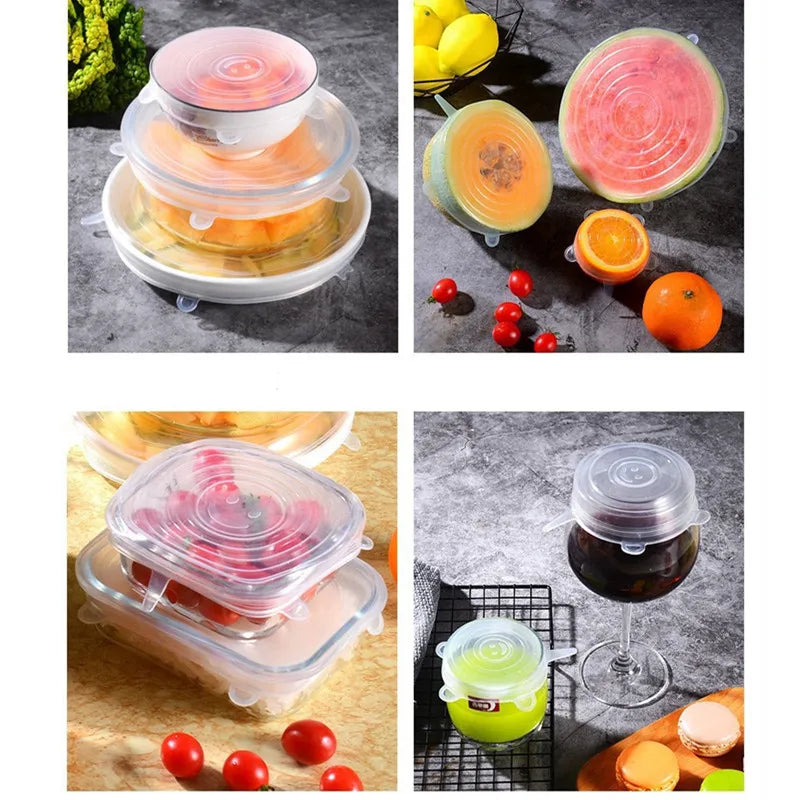 FreshSeal Reusable Silicone Stretch Lids – 6-Piece Set