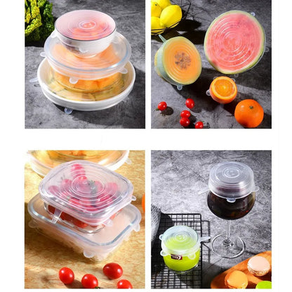 FreshSeal Reusable Silicone Stretch Lids – 6-Piece Set