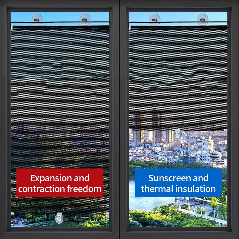 Retractable Sunshade Roller Curtain with Suction Cups