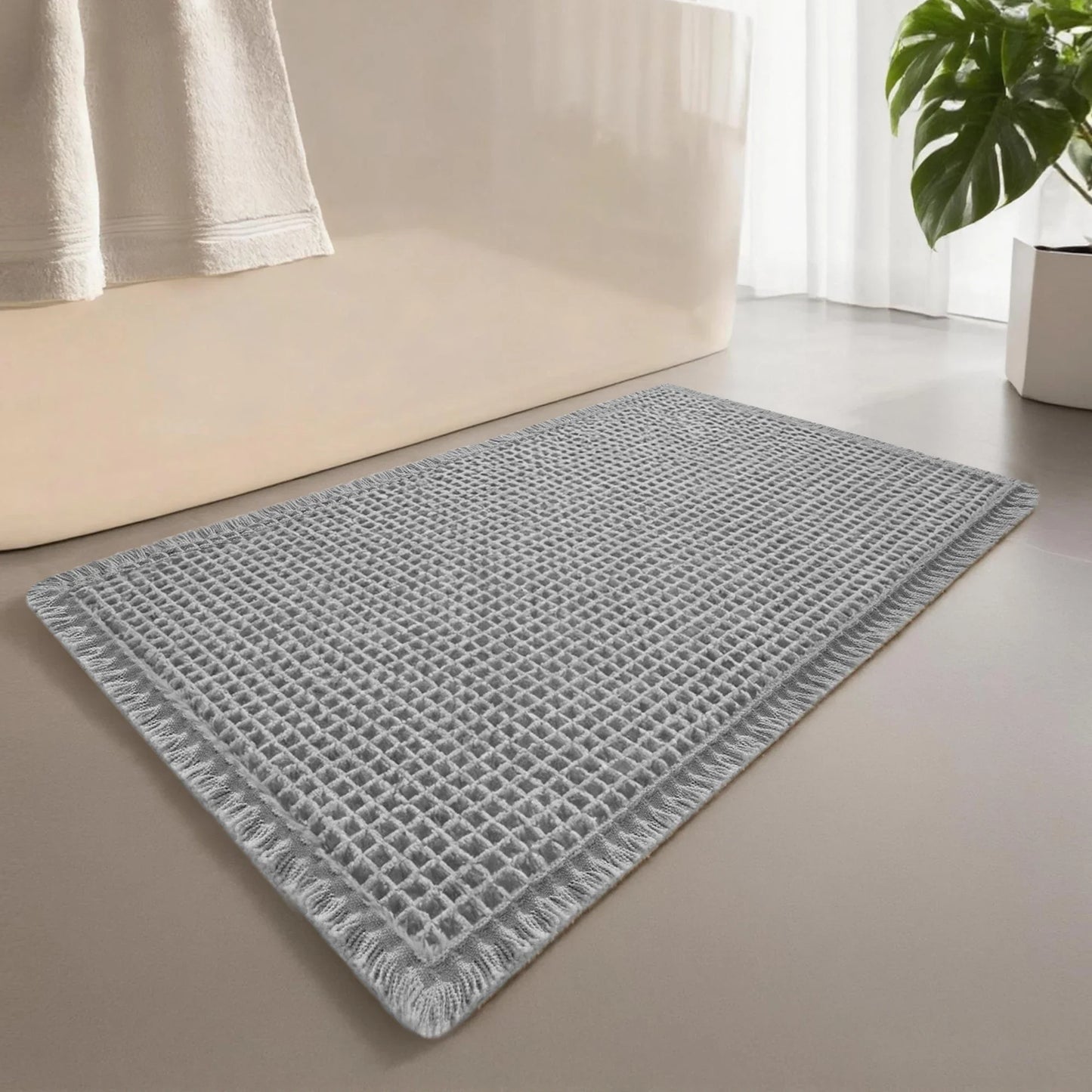 CozyWaffle Soft Absorbent Bathroom Mat