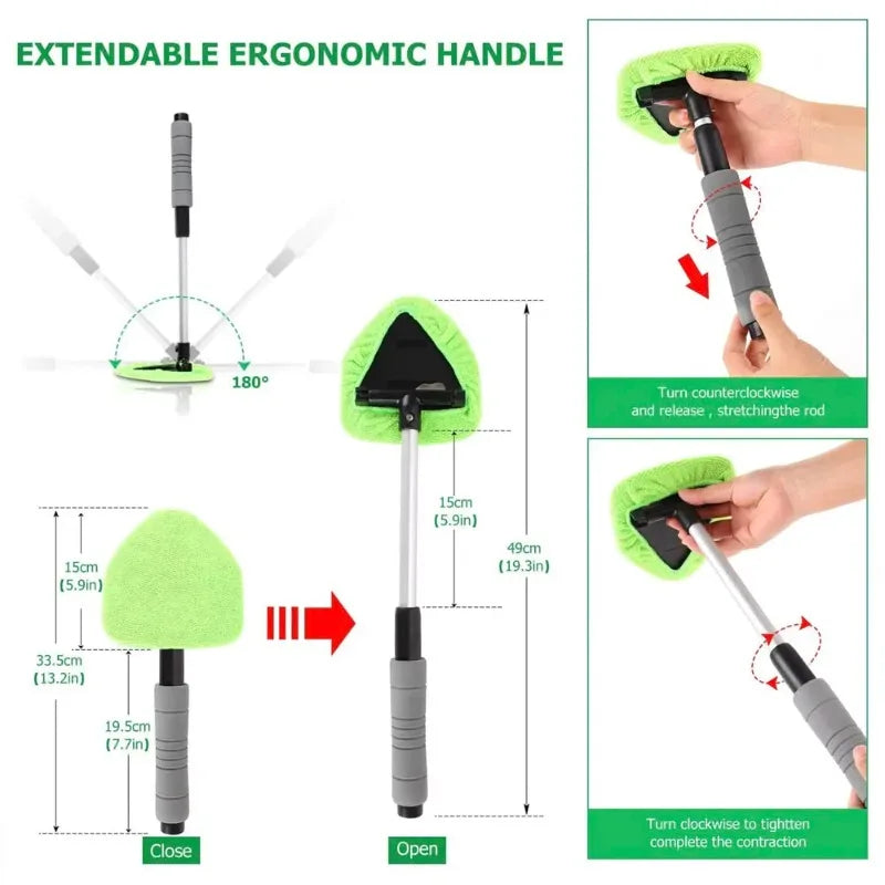 Telescopic Triangle Window & Windshield Cleaning Brush