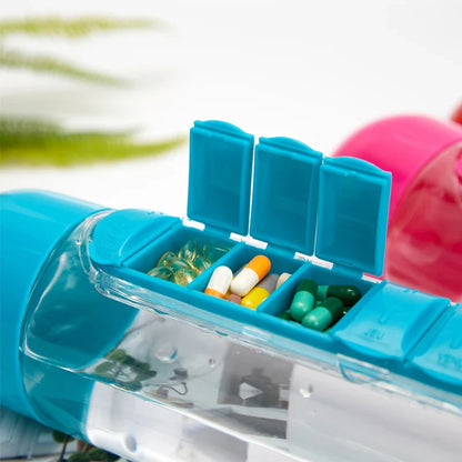 HydraDose 2-in-1 Water Bottle with Weekly Pill Organizer